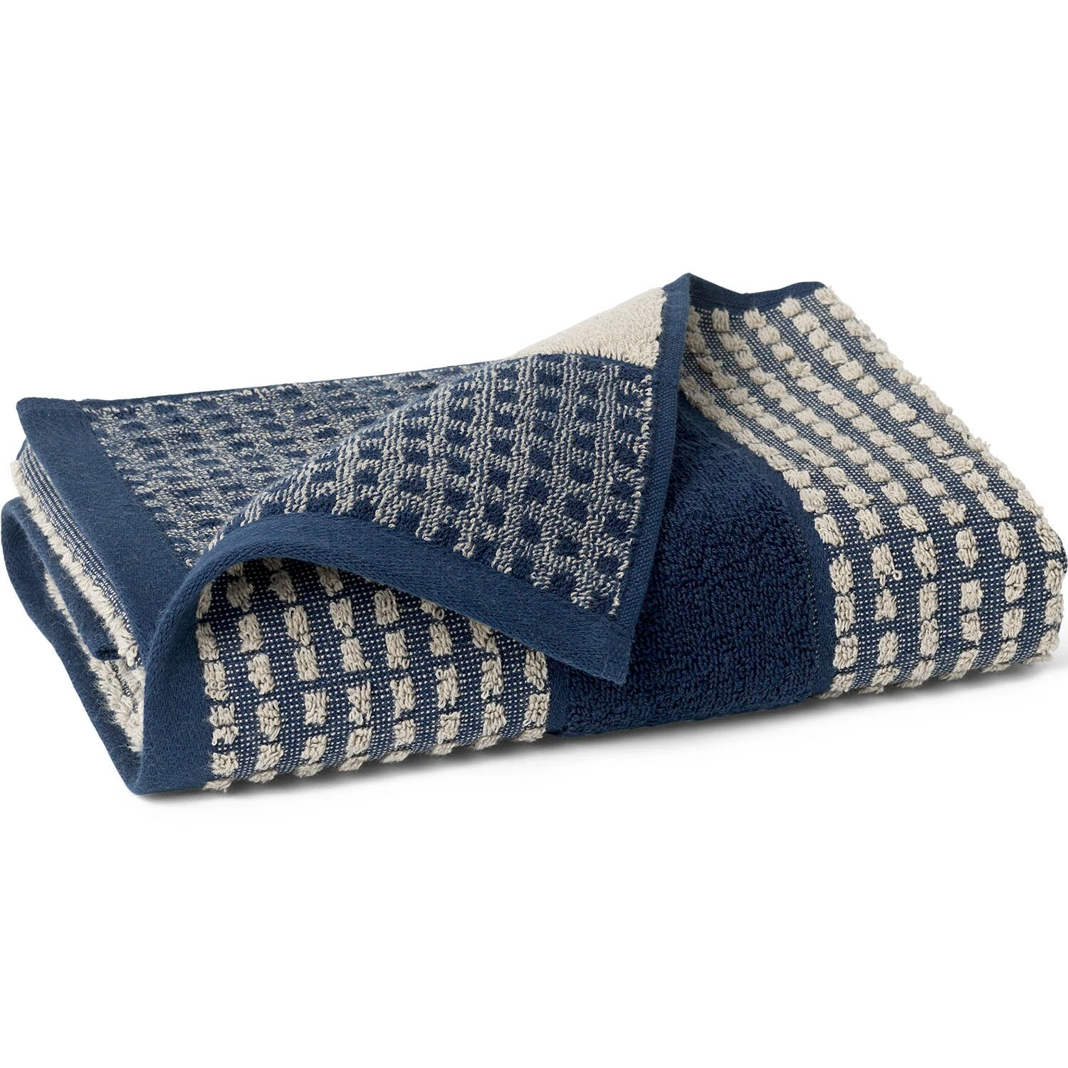 Juna Check Handtuch 50x100 Cm, Dunkelblau/Sandfarben 2 Juna Check Handtuch 50x100 Cm, Dunkelblau/Sandfarben – Bild 2