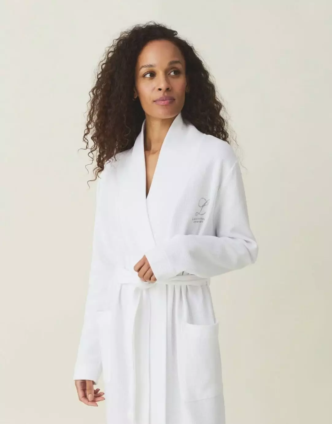 Lexington Aubrey Cotton Waffle Bademantel S, Weiß 3 Lexington Aubrey Cotton Waffle Bademantel S, Weiß – Bild 3