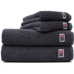 Lexington Original Handtuch Stahlblau / Dunkelgrau Melange, 100x150 Cm