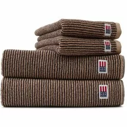 Lexington Original Handtuch Tan / Dunkelgrau Melange, 100x150 Cm