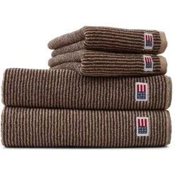 Lexington Original Handtuch Tan / Dunkelgrau Melange, 70x130 Cm