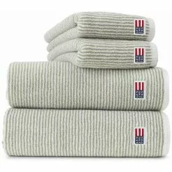 Lexington Original Striped Handtuch Weiß / Vintage Green, 50x70 Cm