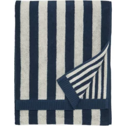 Marimekko Kaksi Raitaa Badetuch Sand / Dunkelblau, 70x150 Cm