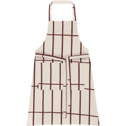 Marimekko Tiiliskivi Schürze, Linen / Dunkelrot