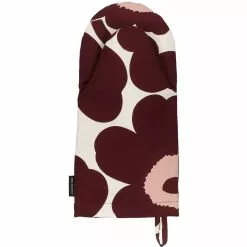 Marimekko Pieni Unikko Ofenhandschuh, Rosa / Burgunderrot / Cotton