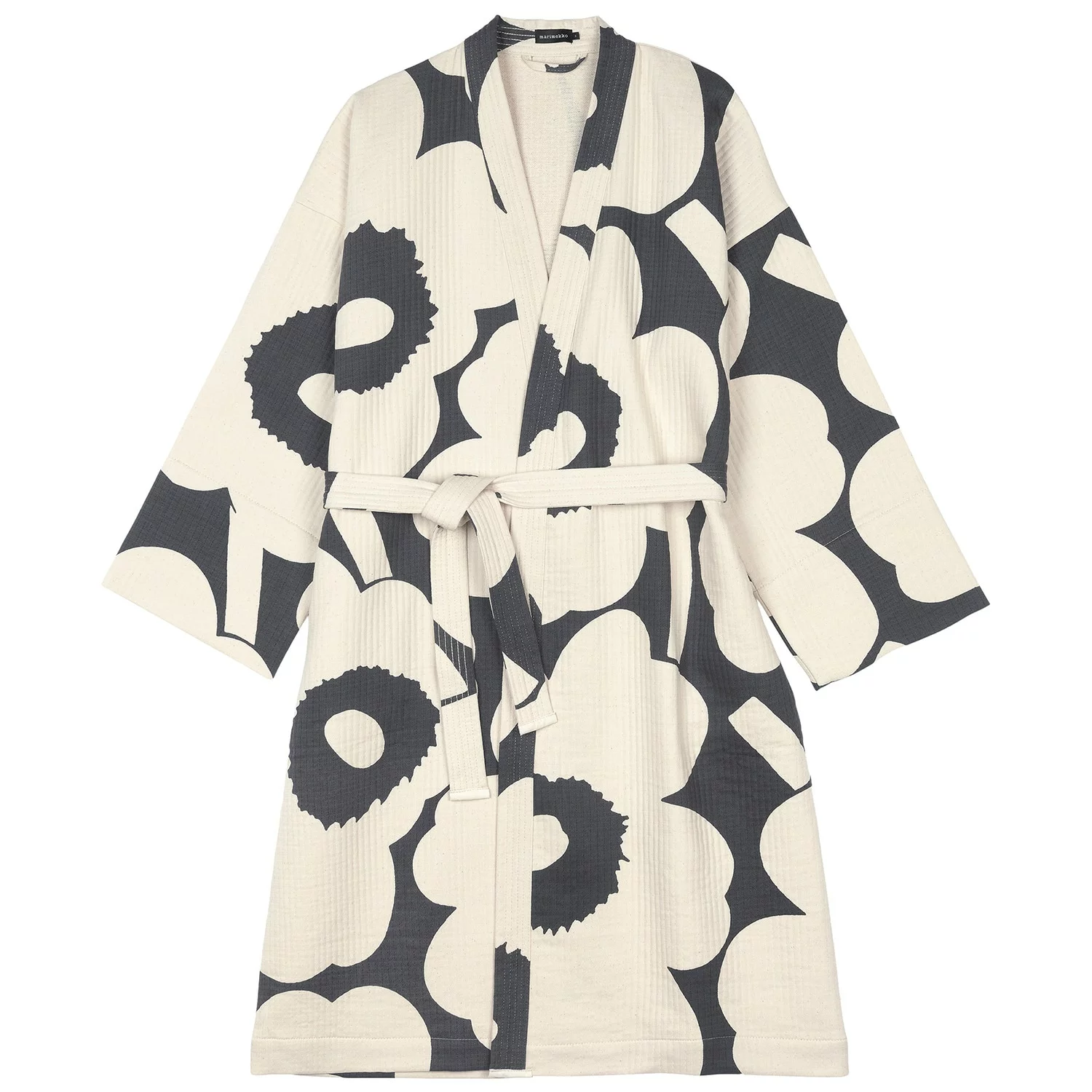 Marimekko Unikko Bademantel Altweiß/Charcoal, L 1 Marimekko Unikko Bademantel Altweiß/Charcoal, L