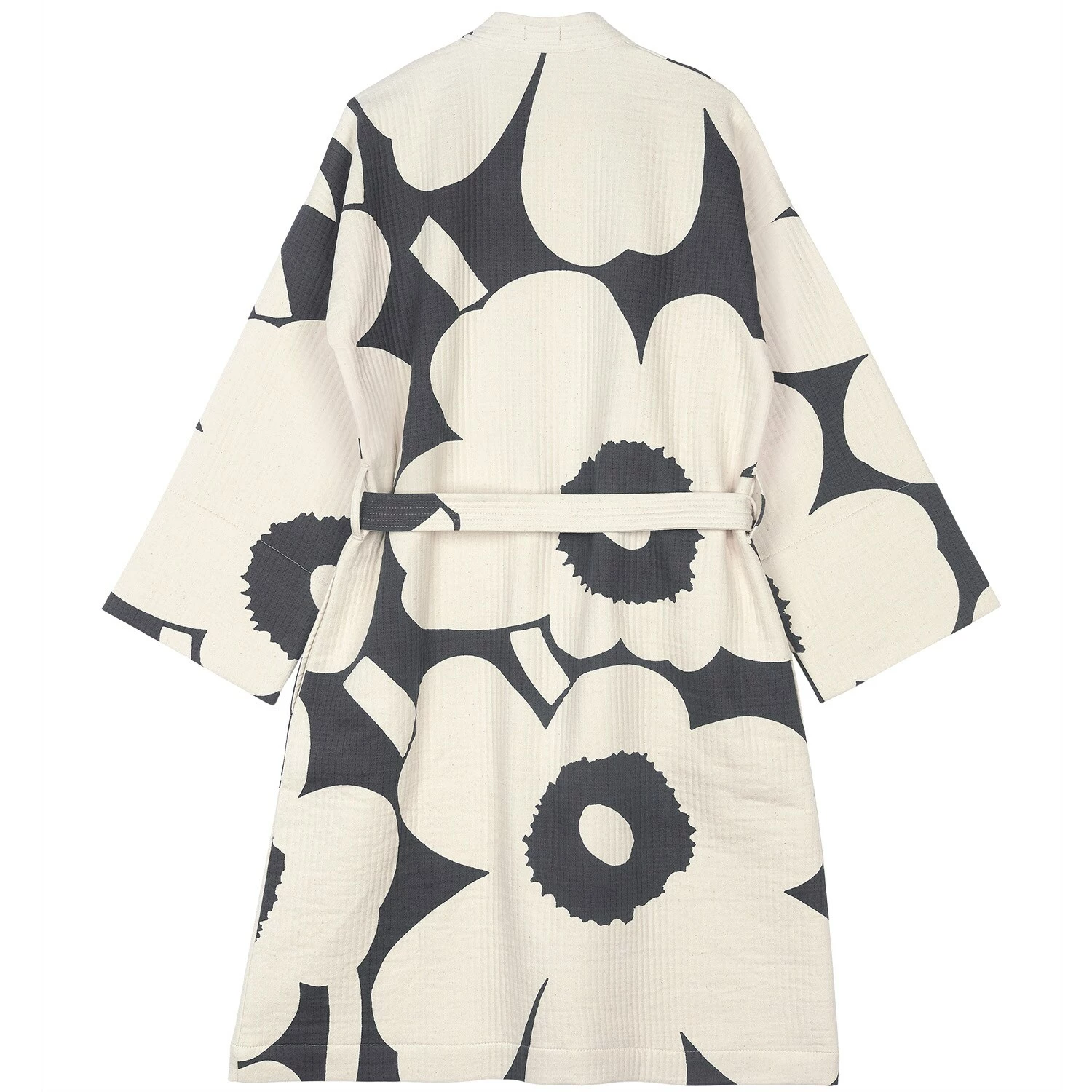Marimekko Unikko Bademantel Altweiß/Charcoal, L 2 Marimekko Unikko Bademantel Altweiß/Charcoal, L – Bild 2