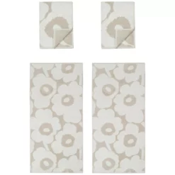 Marimekko Unikko Handtücher Beige/Weiß, 4-er Set