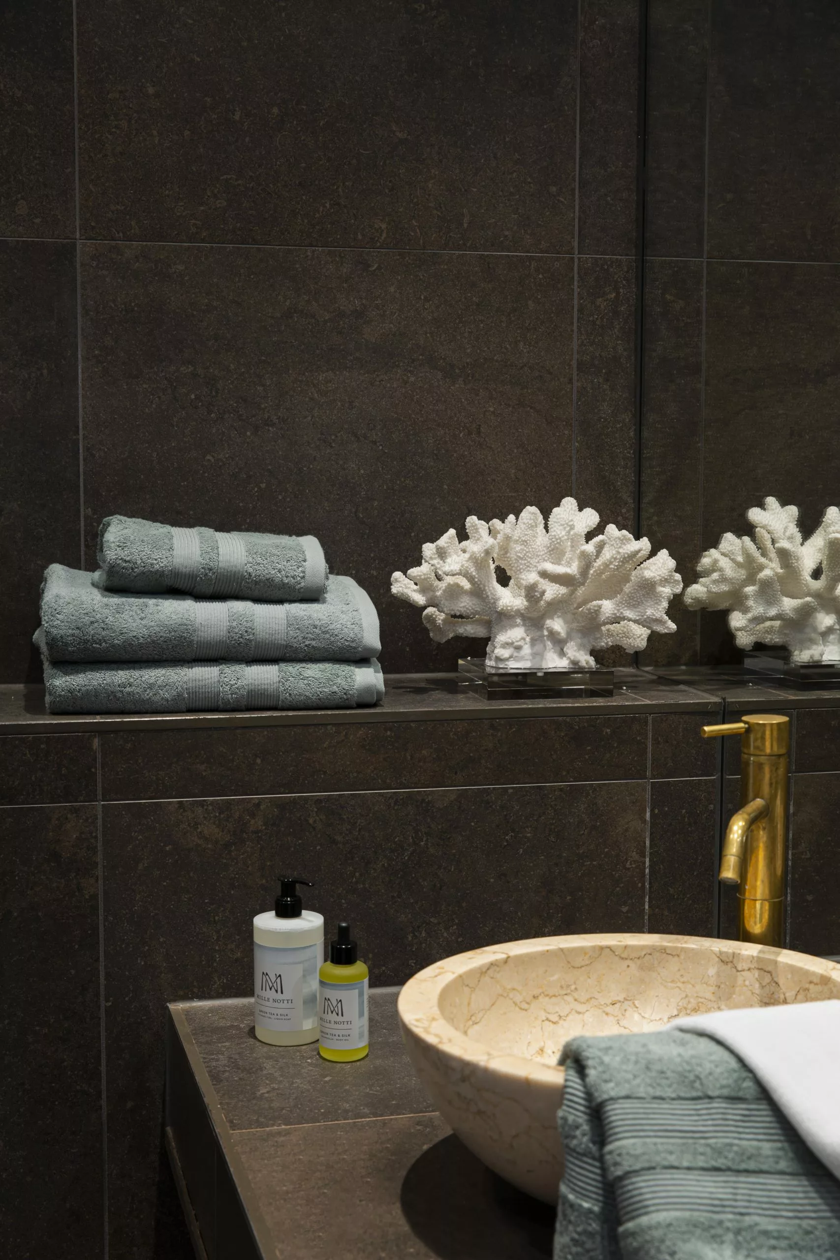 Mille Notti Fontana Handtuch 30x50cm, Graugrün EKO 2 Mille Notti Fontana Handtuch 30x50cm, Graugrün EKO – Bild 2