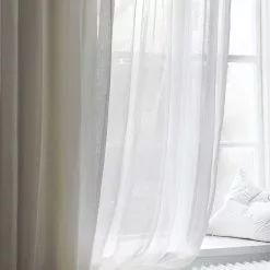 Mimou Kelly Vorhang Leinen Doppelte Breite Weiß, 293x250 Cm