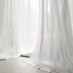 Mimou Mimmi Vorhang Recycelt Stoff Doppelt Breite, Naturweiß, 290x250 Cm