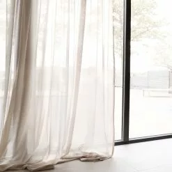 Mimou Vivi Vorhang Recycelt Stoff Doppelt Breite Natur, 290x250 Cm