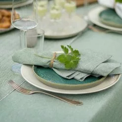 Recycled By Wille Hedvig Tischdecke Behandelt 140x310 Cm Chambray, Grün -Kindertextilien Verkäufe recycled by wille hedvig tischdecke behandelt 140x310 cm chambray 4