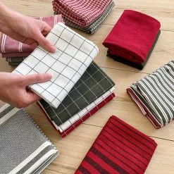 Recycled By Wille Astrid Geschirrtuch 2-er Set 50x70 Cm, Olivgrün/Weiß -Kindertextilien Verkäufe recycled by wille kokshandduk 2 pack astrid 50x70 bla vit vit bla 4