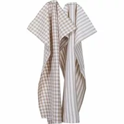 Recycled By Wille Liam Kühenhandtuch 50x70 Cm Gestreift Kariert 2-er Set, Sand / Beige