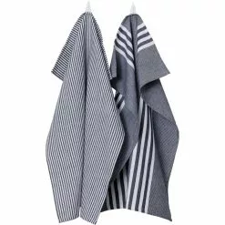 Recycled By Wille Ronja+ Robin Küchenhandtuch 50x70 Cm 2-er Set, Dunkelblau / Weiß