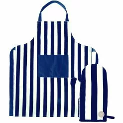 Sagaform Aron Schürze Mit Ofenhandschuh, Blau/Weiß