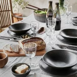 Tell Me More Pinstripe Tischdecke Grau Weiß -Kindertextilien Verkäufe tell me more table cloth linen 160x330 pinstripe 2